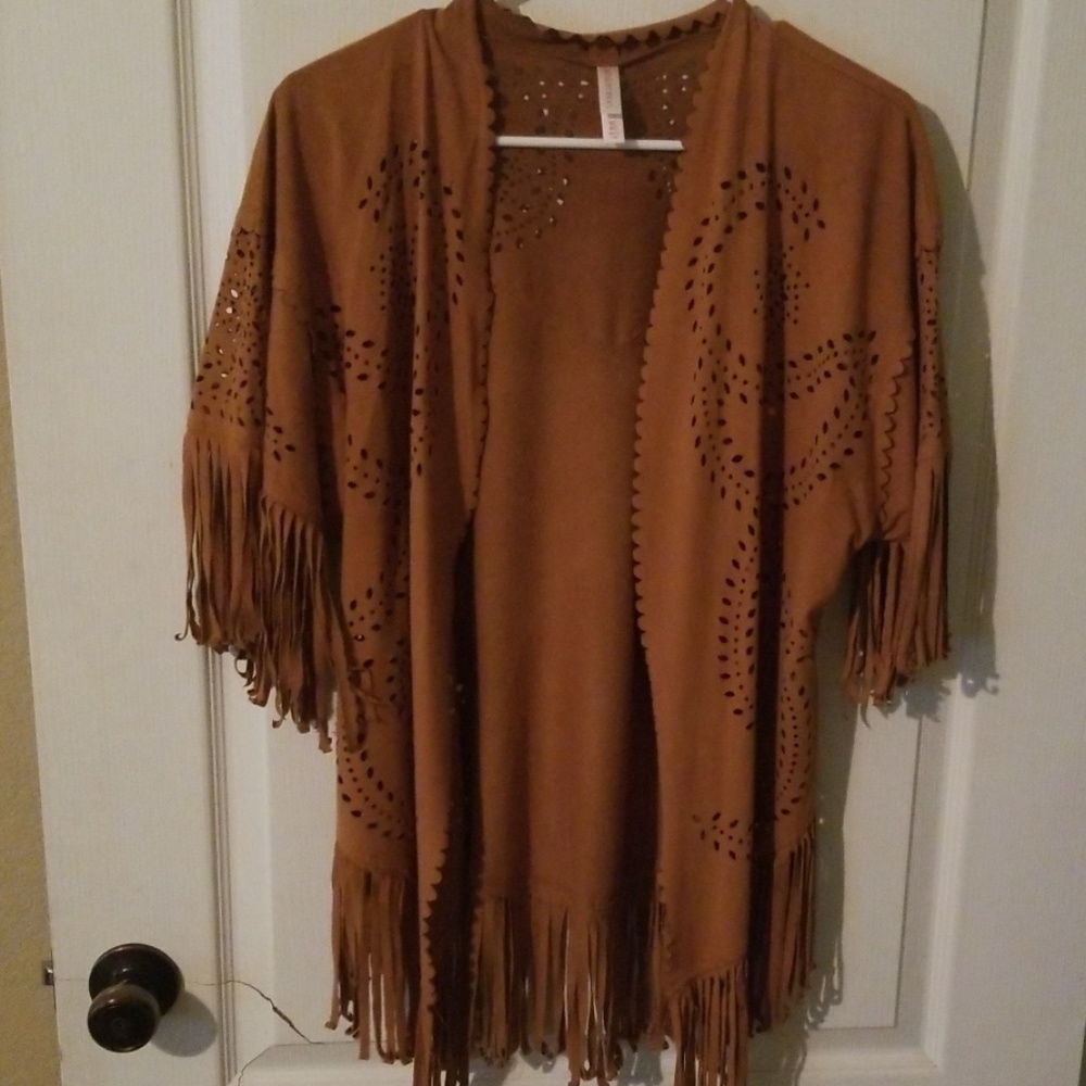 Faux leather kimono
